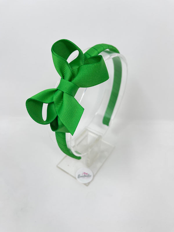 3 Inch Bow Alice Band - Emerald Green