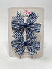 3 Inch Pinwheel Bow - Navy Gingham - 2 Pack