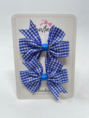 3 Inch Pinwheel Bow - Royal Blue Gingham - 2 Pack