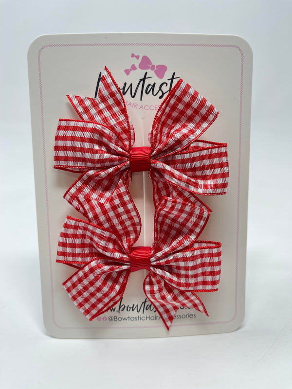 3 Inch Pinwheel Bow - Red Gingham - 2 Pack