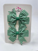 3 Inch Pinwheel Bow - Forest Green & Green Gingham - 2 Pack