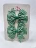 3 Inch Pinwheel Bow - Forest Green & Green Gingham - 2 Pack
