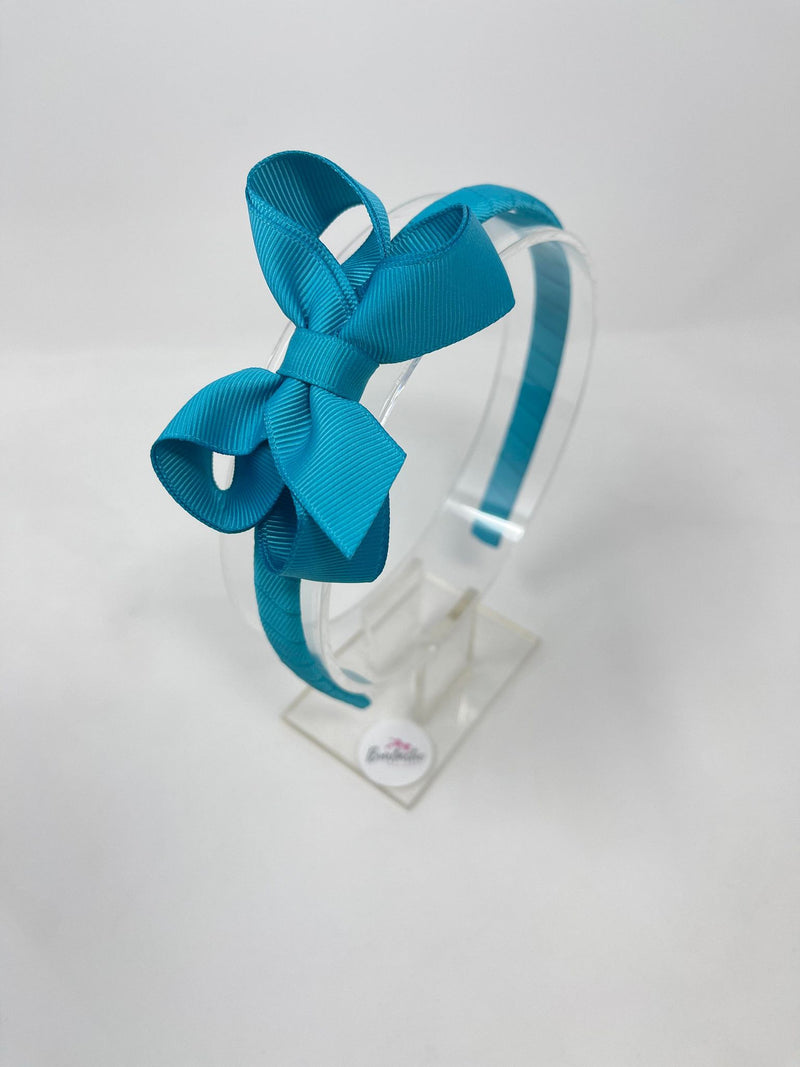 3 Inch Bow Alice Band - Tornado Blue