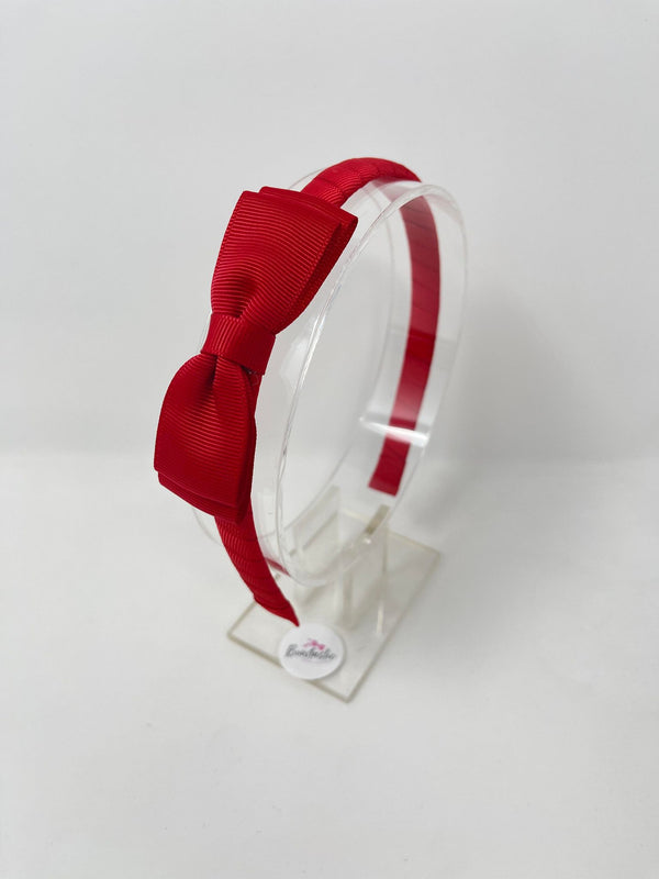 3 Inch Flat Bow Alice Band - Red