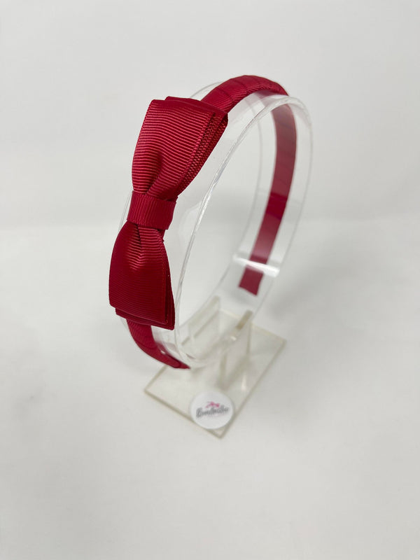 3 Inch Flat Bow Alice Band - Scarlet Red