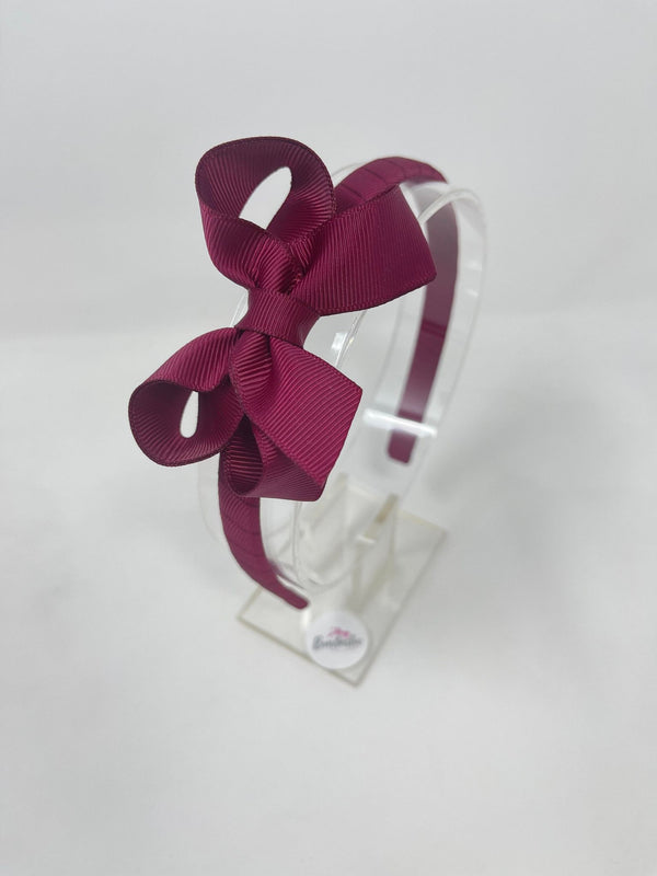 3 Inch Bow Alice Band - Wine