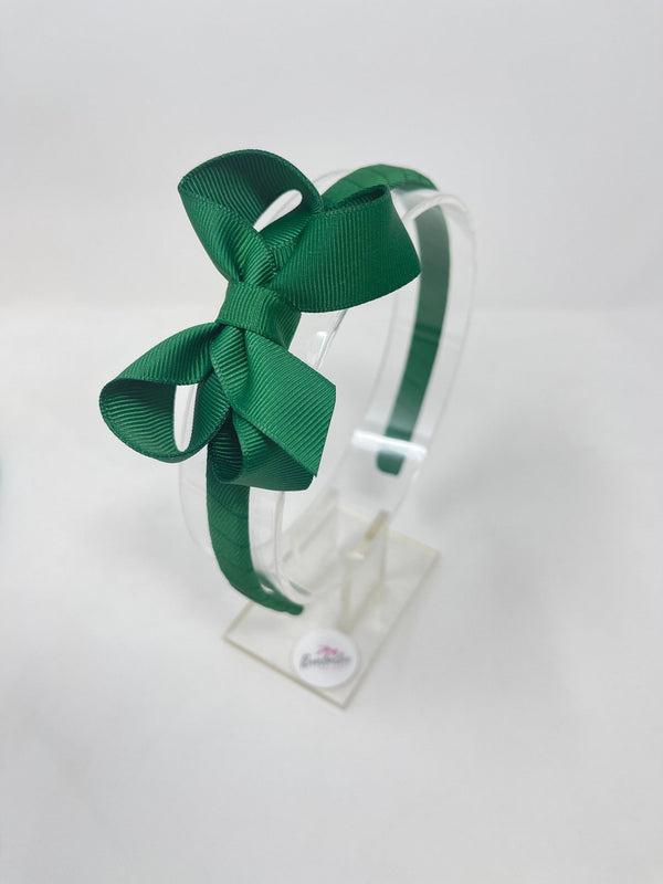 3 Inch Bow Alice Band - Forest Green
