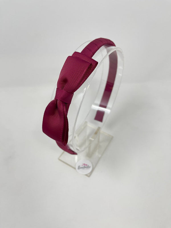 3 Inch Flat Bow Alice Band - Wine