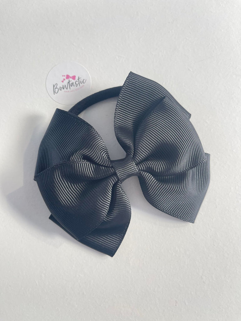 3.5 Inch Flat Double Bow Bobble Style 2 - Black