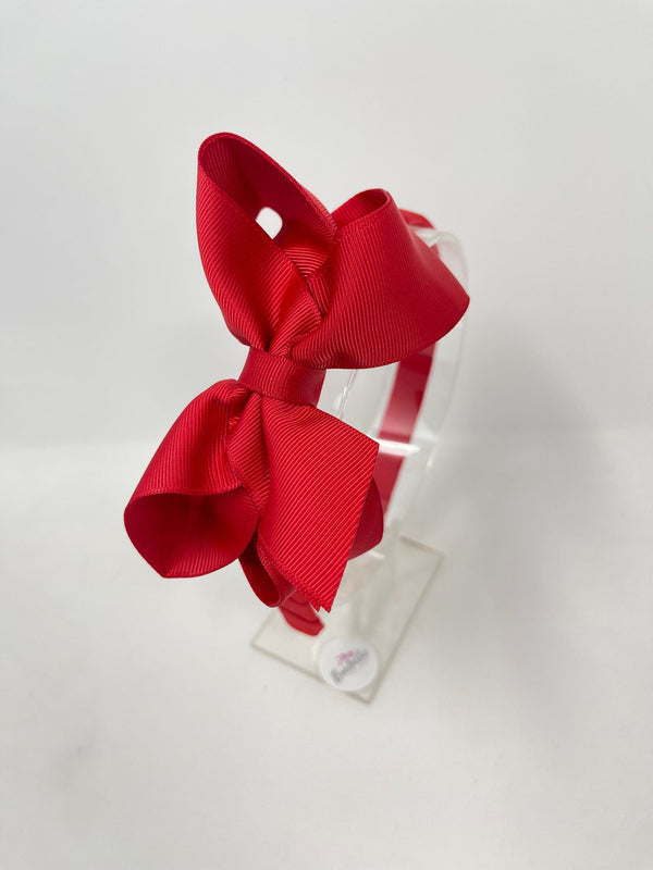 4 Inch Double Layer Bow Alice Band - Red