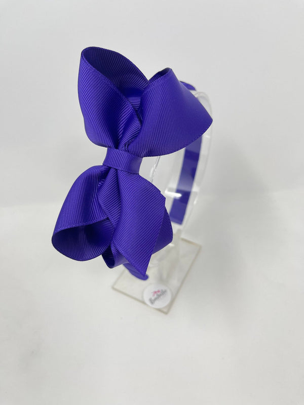 4 Inch Double Layer Bow Alice Band - Regal Purple