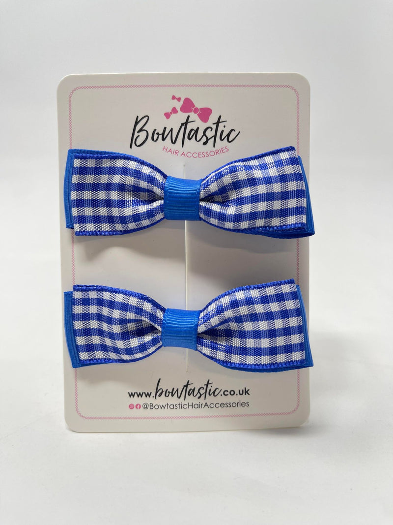 2.75 Inch Bows - Royal Blue & Royal Blue Gingham - 2 Pack