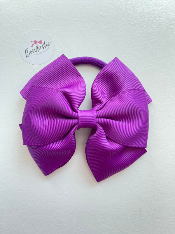 3.5 Inch Flat Double Bow Bobble Style 2 - Ultra Violet