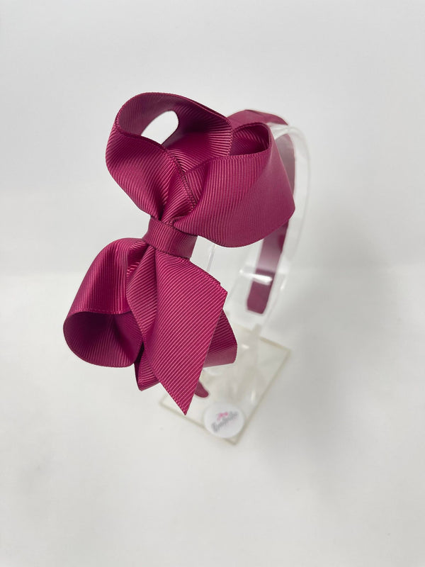 4 Inch Double Layer Bow Alice Band - Wine