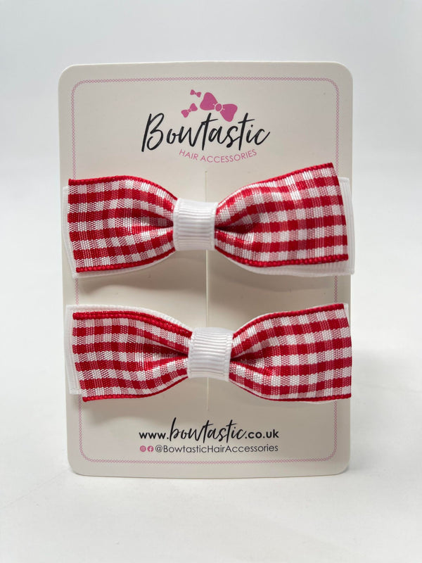 2.75 Inch Bows - Red & White Gingham - 2 Pack