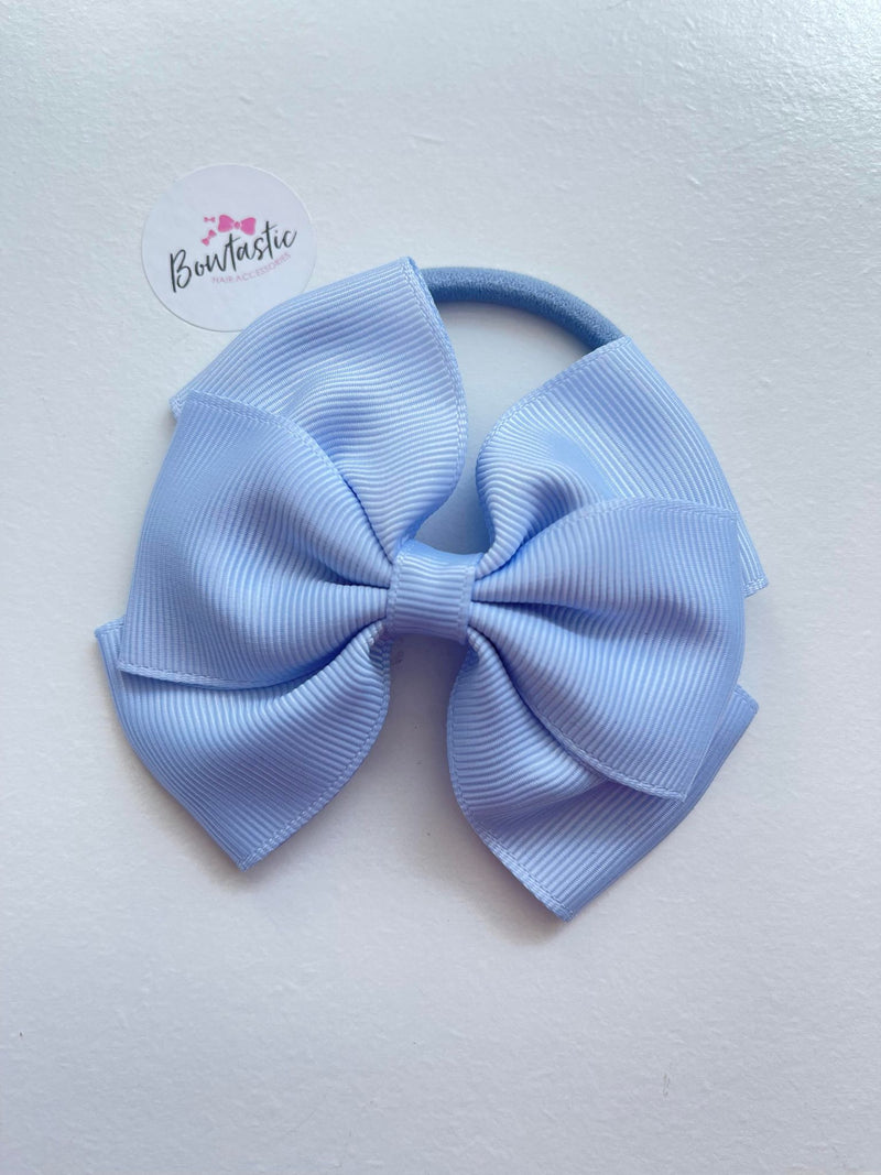 3.5 Inch Flat Double Bow Bobble Style 2 - Bluebell