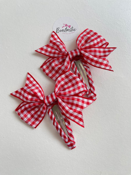 2 Inch Snap Clips - Red Gingham - 2 Pack