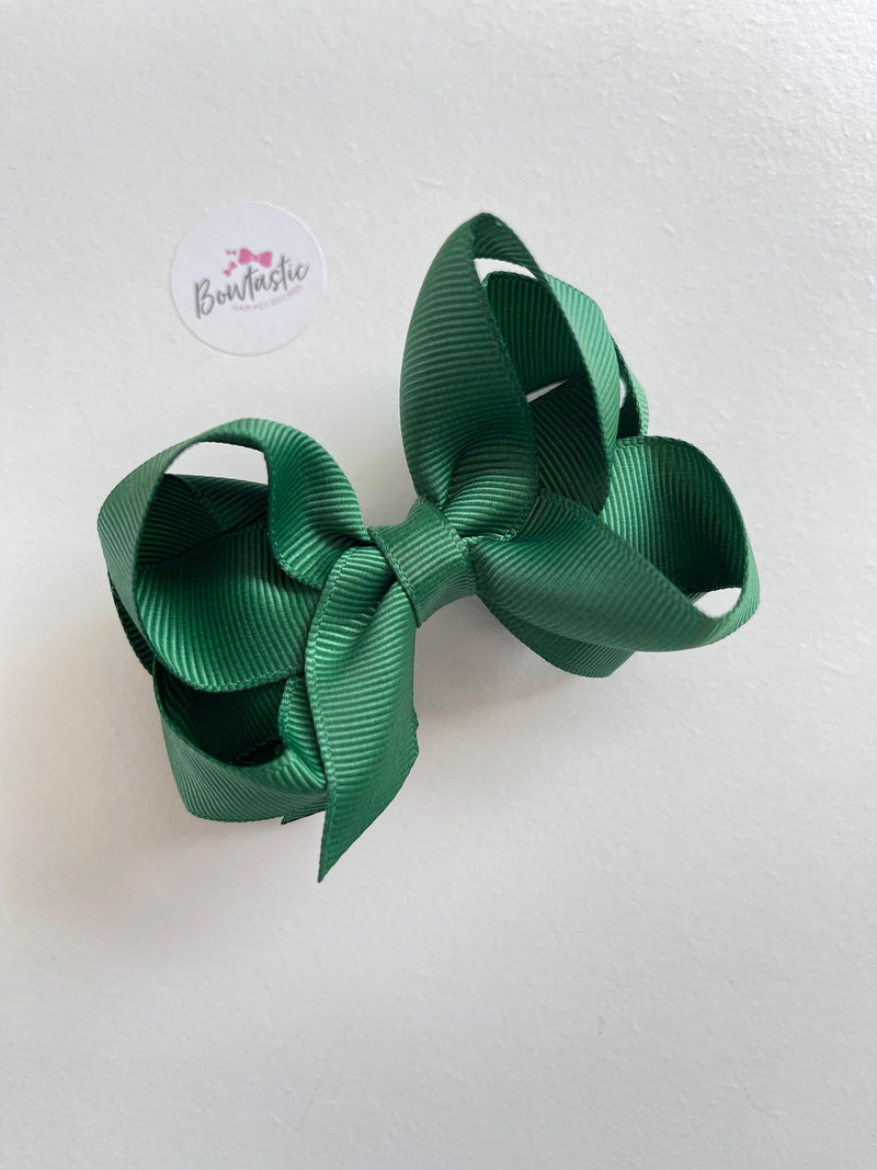 3.5 Inch 2 Layer Bow - Forest Green