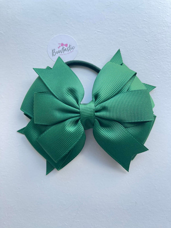 4 Inch 3 Layer Bow Bobble - Forest Green