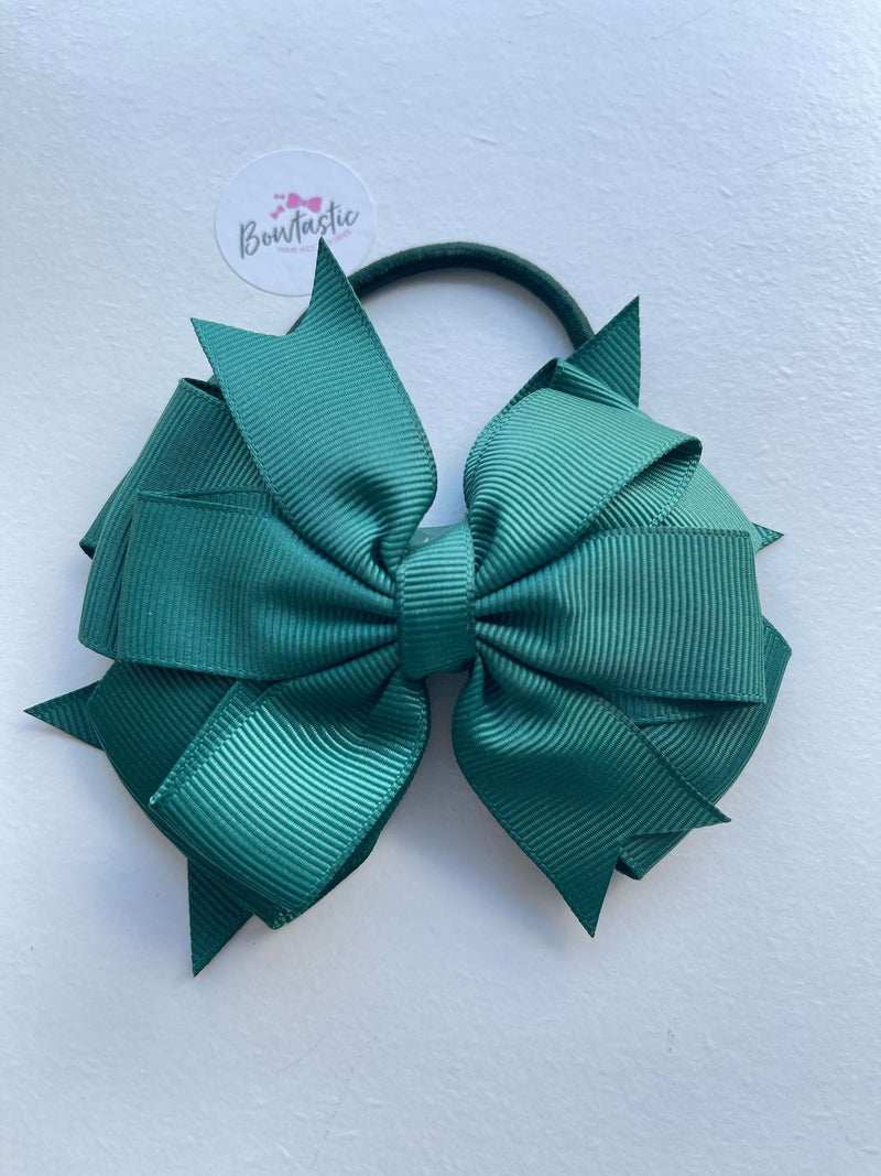 4 Inch 3 Layer Bow Bobble - Hunter Green