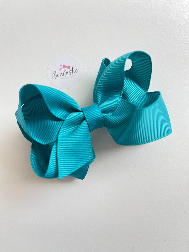 3.5 Inch 2 Layer Bow - Tornado Blue