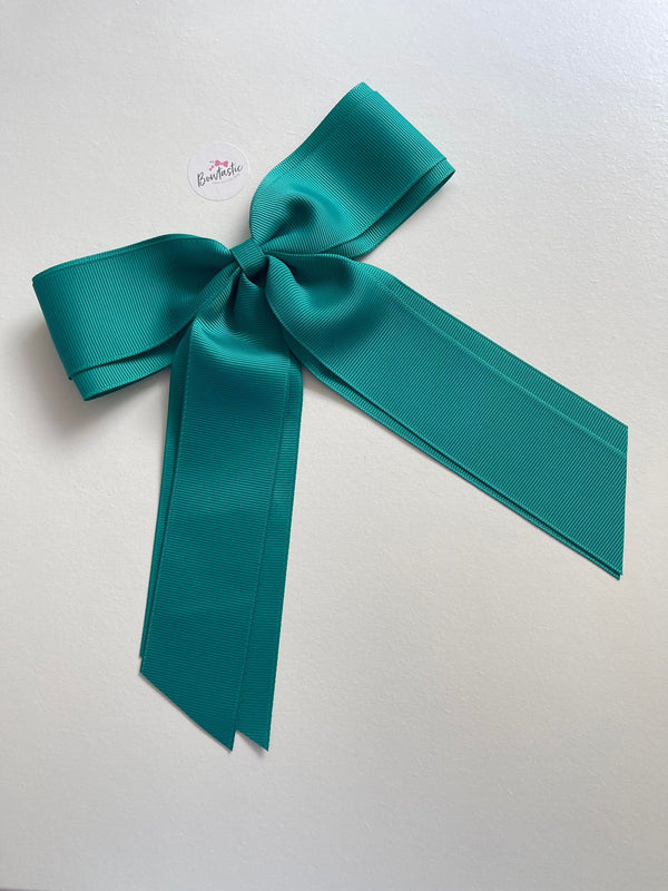7 Inch XL Tail Bow - Jade Green