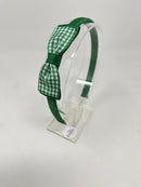 3 Inch Flat Bow Alice Band - Forest Green & Green Gingham