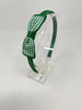3 Inch Flat Bow Alice Band - Forest Green & Green Gingham