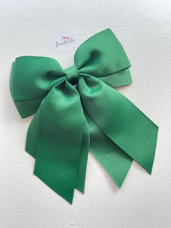 4.5 Inch 2 Layer Tail Bow - Forest Green