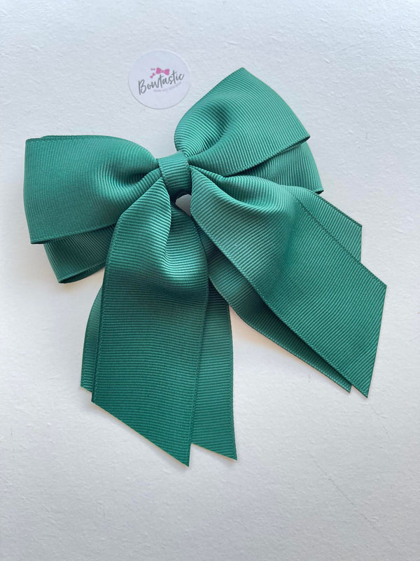 4.5 Inch 2 Layer Tail Bow - Hunter Green