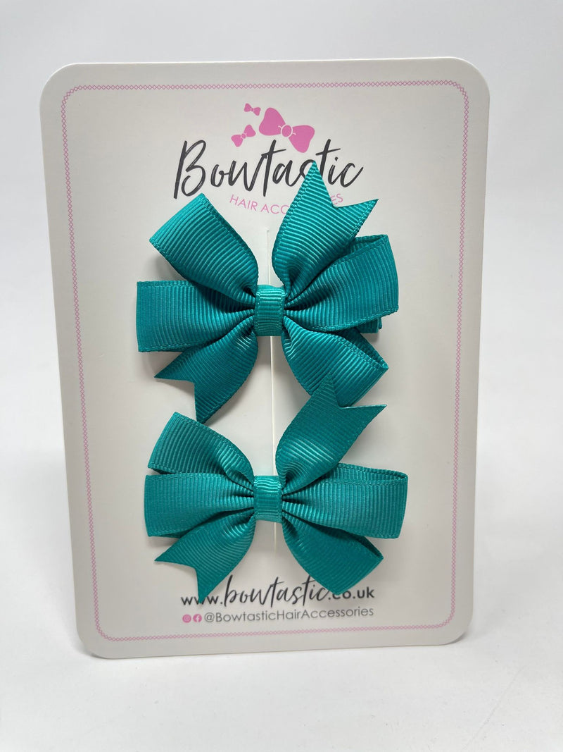 2.75 Inch Pinwheel Bow - Tornado Blue - 2 Pack