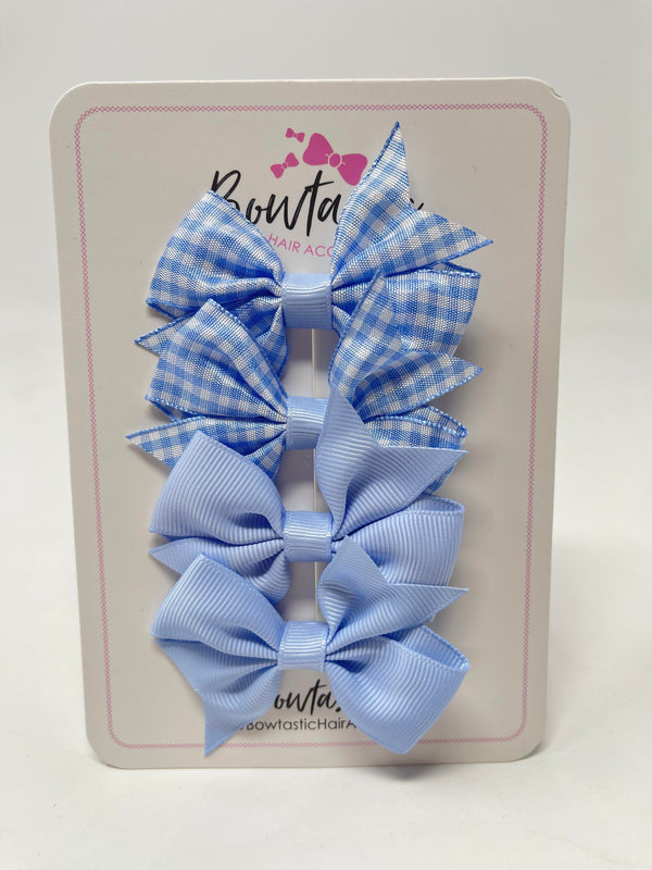 2 Inch Flat Bows - Bluebell & Blue Gingham - 4 Pack