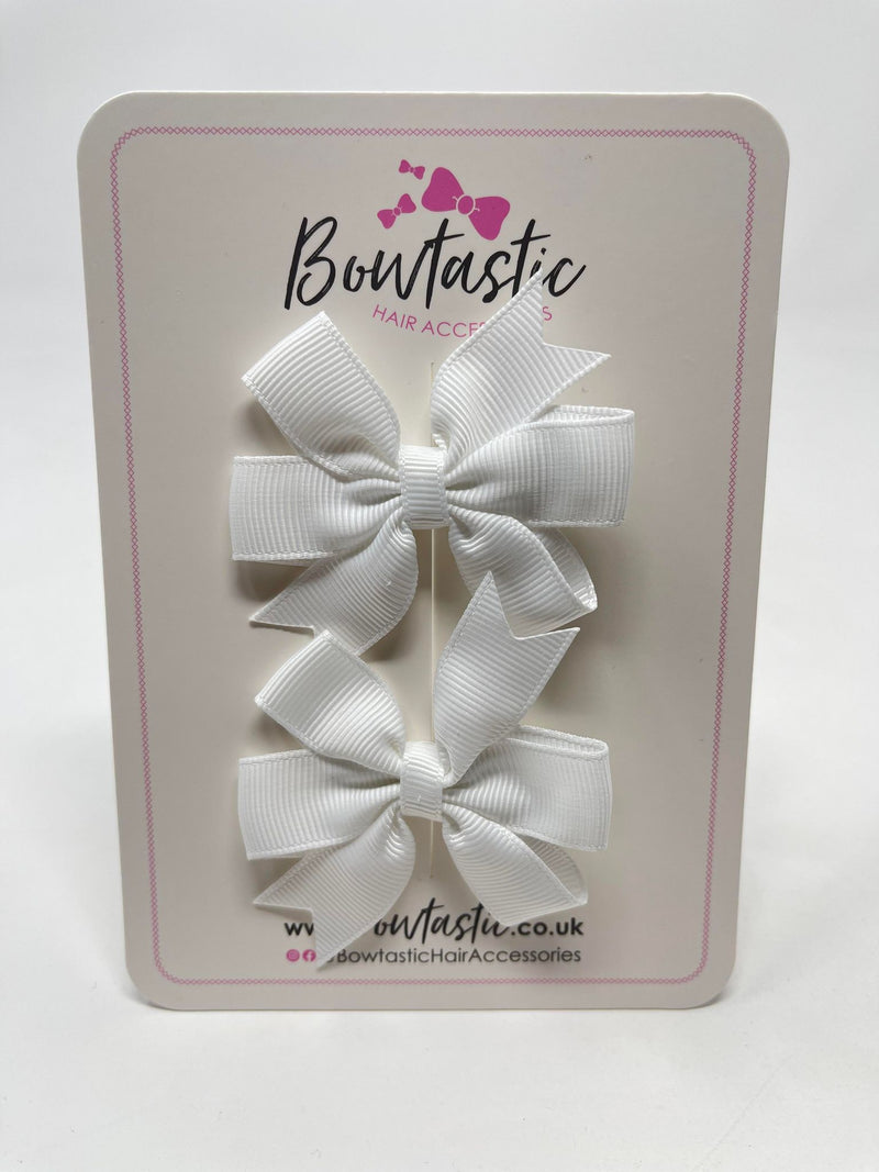 2.75 Inch Pinwheel Bow - White - 2 Pack