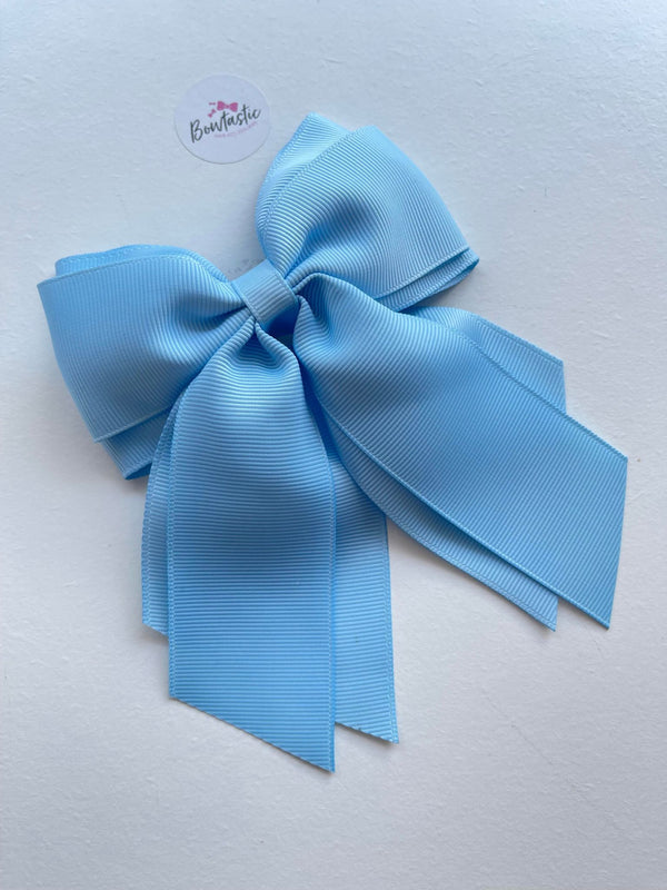 4.5 Inch 2 Layer Tail Bow - Blue Topaz