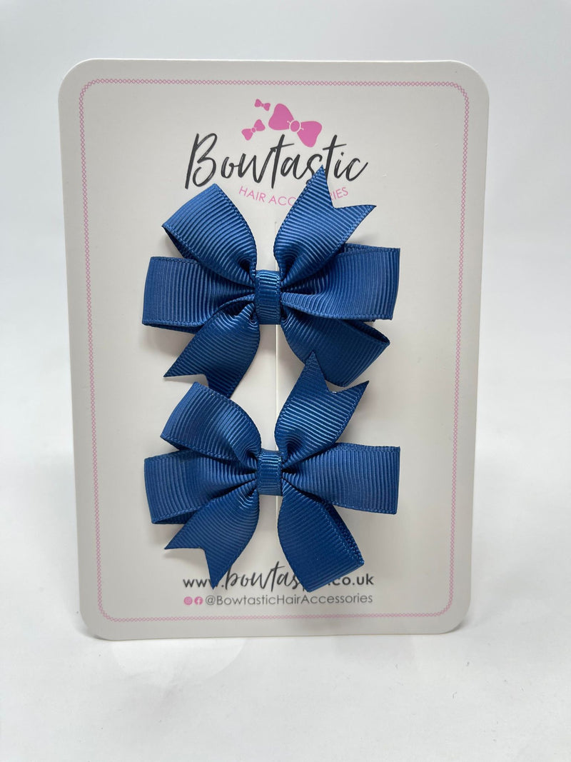 2.75 Inch Pinwheel Bow - Light Navy - 2 Pack