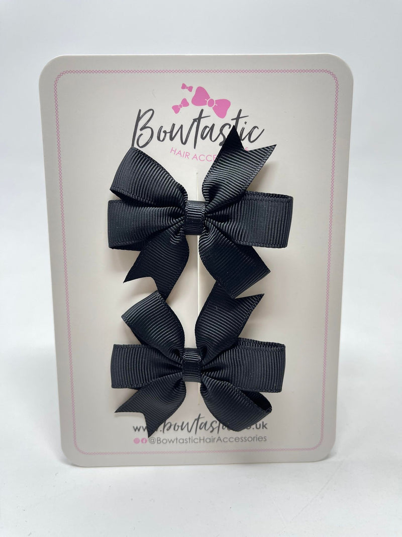 2.75 Inch Pinwheel Bow - Black - 2 Pack