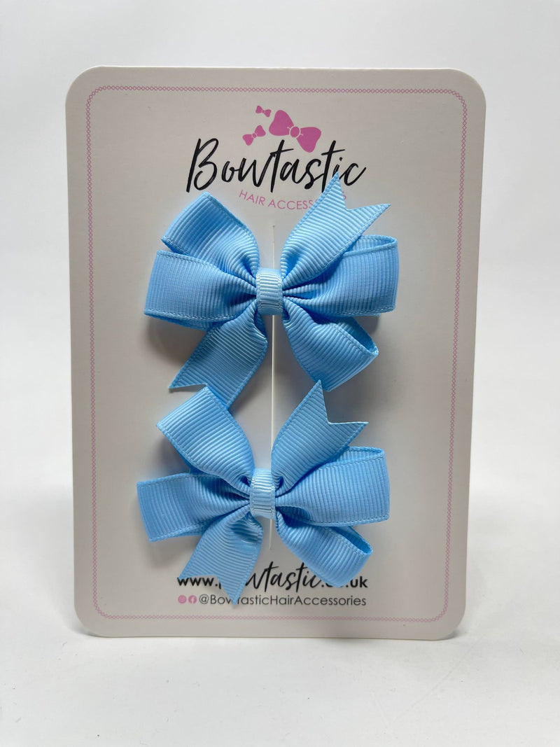 2.75 Inch Pinwheel Bow - Blue Topaz - 2 Pack