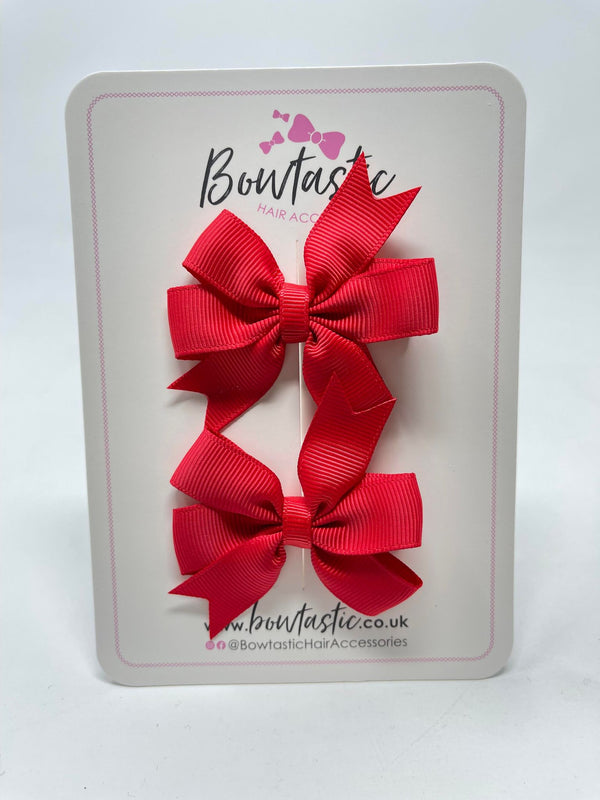 2.75 Inch Pinwheel Bow - Hot Red - 2 Pack