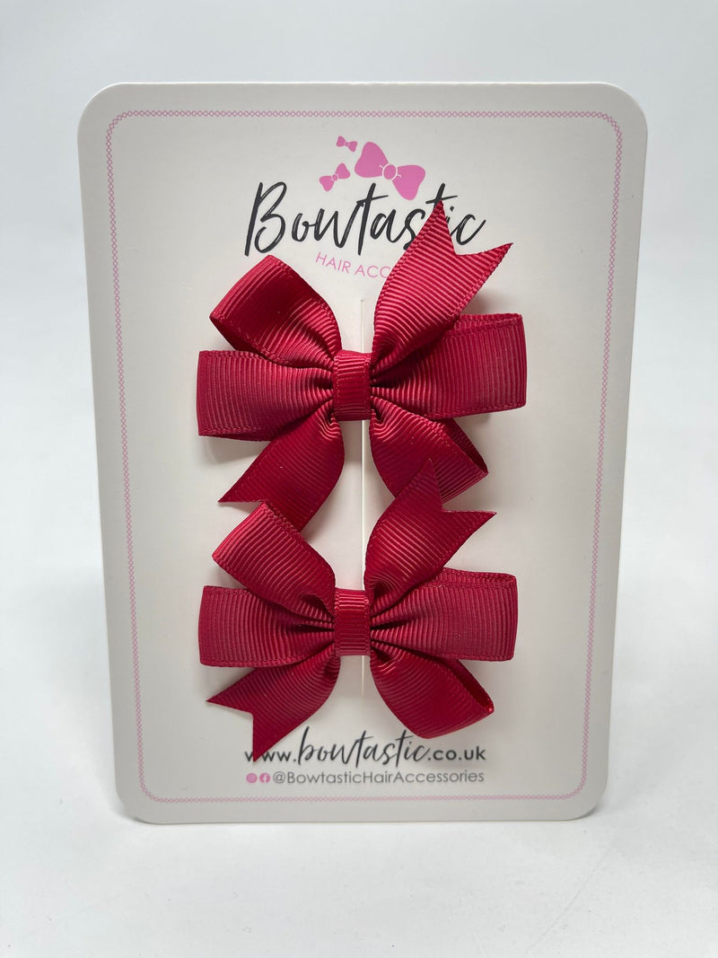 2.75 Inch Pinwheel Bow - Scarlet Red - 2 Pack