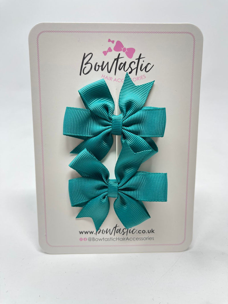 2.75 Inch Pinwheel Bow - Jade Green - 2 Pack