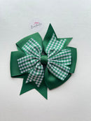 4 Inch Double Pinwheel Bobble - Forest Green & Green Gingham