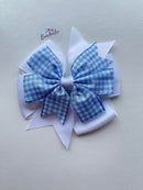 4 Inch Double Pinwheel Bobble - Light Blue & White Gingham