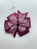 4 Inch Double Pinwheel Bobble - Burgundy Gingham