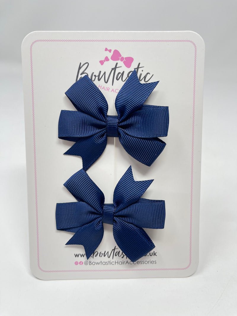 2.75 Inch Pinwheel Bow - Navy - 2 Pack