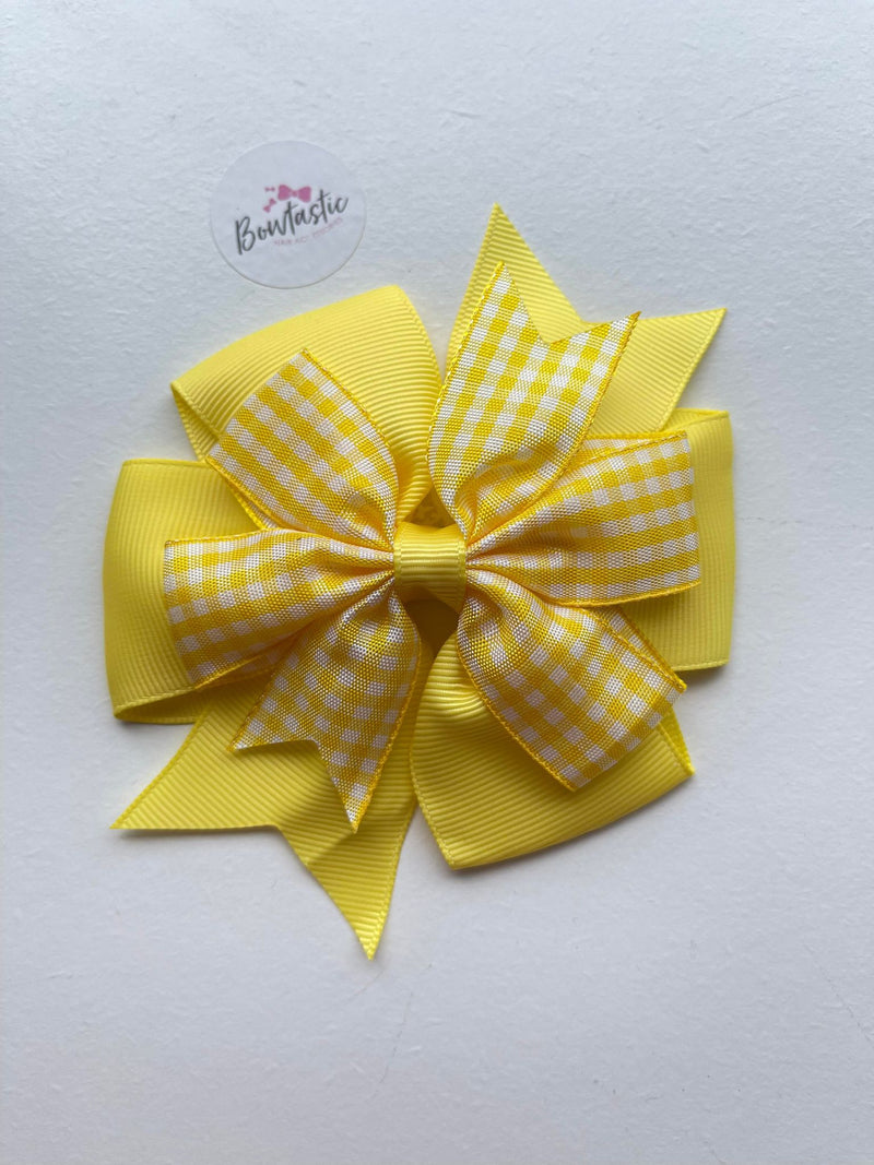 4 Inch Double Pinwheel Bobble - Yellow Gingham