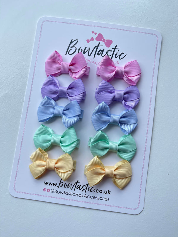 Bow Set - 2 Inch - Tulip, Lt Orchid, Bluebell, Pastel Green, Buttercup - 10 Pack