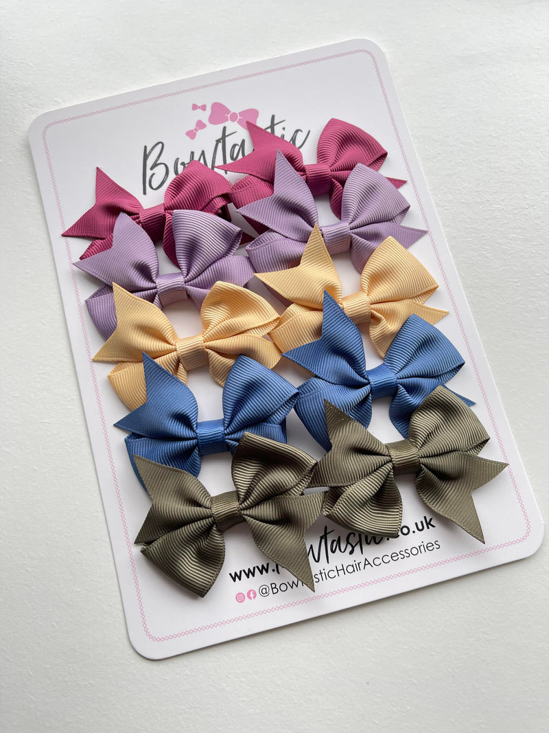 Bow Set - 2.5 Inch - Victorian Rose, Thistle, Smoke Blue, Deep Sage, Raw Silk - 10 Pack