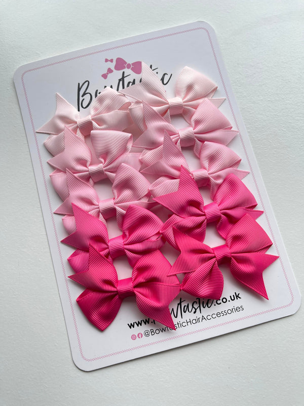 Bow Set - 2.5 Inch - Pinks - 10 Pack