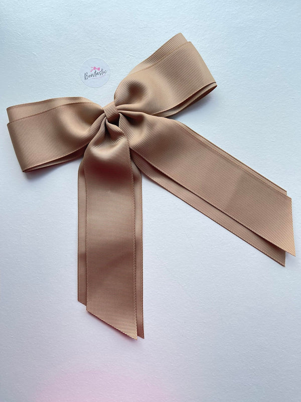 7 Inch XL Tail Bow - Latte