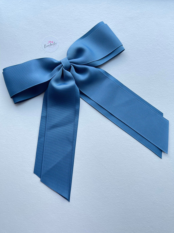 7 Inch XL Tail Bow - Antique Blue